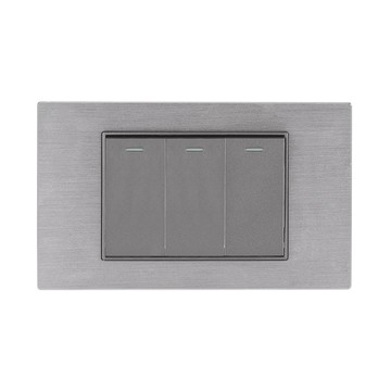 【易智快充】三開LED冷光開關面板 金屬銀