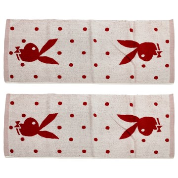 PLAYBOY 閃爍星空毛巾 紅白色 33*76CM 100%棉 台灣製  2條