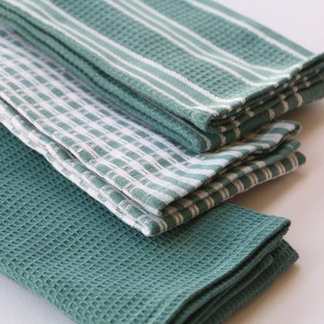 Kitchen towels三條裝純棉茶巾廚房多用毛巾全棉吸水抹布餐桌墊巾