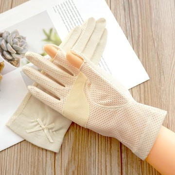 歐伊萊米春夏女士棉薄透氣開車防滑開口半露指觸屏防曬紫外線手套