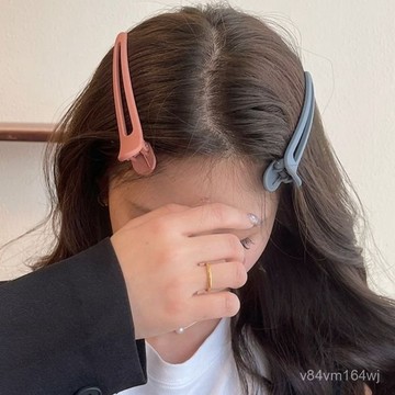韓國簡約磨砂長款鴨嘴夾後腦勺夾子頭飾少女劉海夾邊夾髮卡碎髮夾 H5JQ