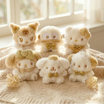 【Sanrio三麗鷗家族】金蔥毛絨系列吊飾娃娃 正版韓國限定款  美樂蒂 大耳狗 庫洛米 帕恰狗 凱蒂貓hello kitty 布丁狗 包包吊飾 絨毛娃娃公仔鑰匙圈 女生朋友送禮 百元情人節交換禮物