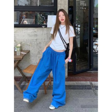 美式運動衛褲女2025秋季新款寬松休閑褲直筒闊腿拖地褲垂感高級感