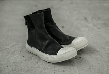 FINDSENSE MD 日系 高品質 時尚 潮 男 拉鏈 高幫 低跟休閒鞋 短靴