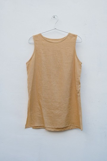 川流長版背心 | 純苧麻 玉子 | 雙面穿