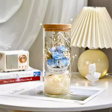 【Missing想念你】碎冰藍玫瑰花束許願瓶 ｜細心灌溉開出驕傲的花！畢業季-畢業禮物/畢業花束/巨蟹座生日禮物/母親節花束 -母親節禮物/七夕情人節禮物/