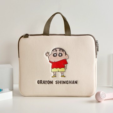【TOYSELECT】蠟筆小新經典小新刺繡肩背/手提電腦包