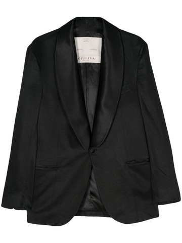 Giuliva Heritage - shawl-lapels linen blazer - men - Cupro/Linen/Flax/Wool/Silk - 50 - Black