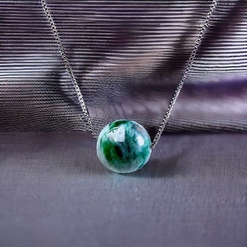 飄綠花翡翠圓珠吊飾 | 天然緬甸玉A貨翡翠 | 送禮