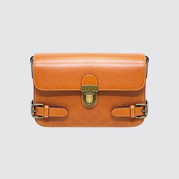 英倫真皮復古斜背包 22282 黃棕Y