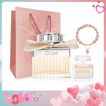 Chloe’ 同名女性淡香精愛戀香氛組[(50ml)+(5ml)+幸運草莓晶手鏈]附提袋-情人節獻禮-公司貨