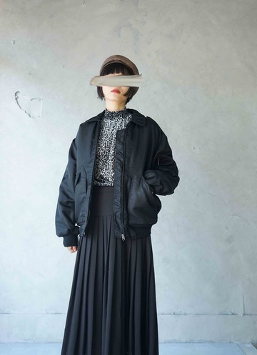 尋寶古著-個性黑色中性多口袋尼龍飛行夾克