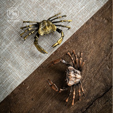 螃蟹螞蚱蓋置創意茶道茶寵擺件橫財將軍功夫茶具零配壺蓋托蓋碗托