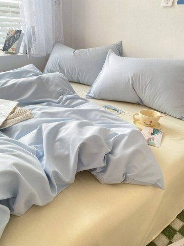 水洗棉純色北歐風ins床單四件套學生宿舍單人床上三件套被套床品4