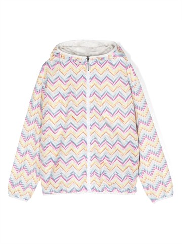 Missoni Kids - zigzag-print reversible hoodie - kids - Polyamide - 13 - White
