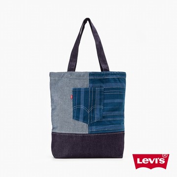 Levis 男女同款 丹寧托特包 / 經典後口袋設計 / 拼接丹寧撞色款