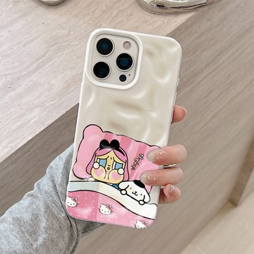 哭娃和小狗睡覺 適用蘋果17ProMax 16 15 14 13 12 11 iPhone隕石殼 大孔鏡頭全包防摔軟殼