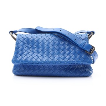 BOTTEGA VENETA BV 寶緹嘉 Intrecciato Flap 肩背包 藍色 羊皮編織 【二手名牌BRAND OFF】