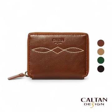 【CALTAN】菱格紋包覆式拉鍊 真皮短夾-071314_四色