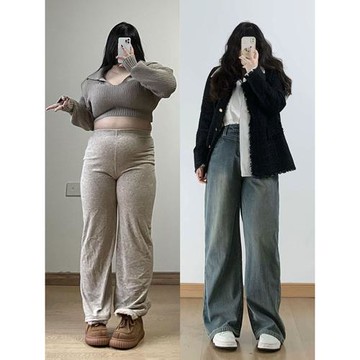 300斤大碼女裝直筒牛仔褲女秋季新款梨形身材褲子胖mm顯瘦闊腿褲