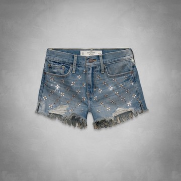 AF a&f Abercrombie & Fitch 女短褲 藍色  2020