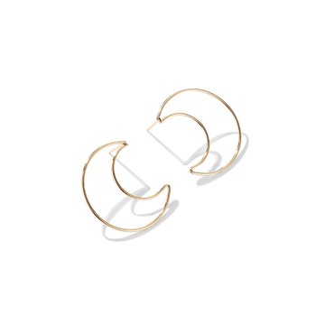 月亮耳釘女簡約百搭耳墜新款潮網紅耳環925銀針個性耳飾
