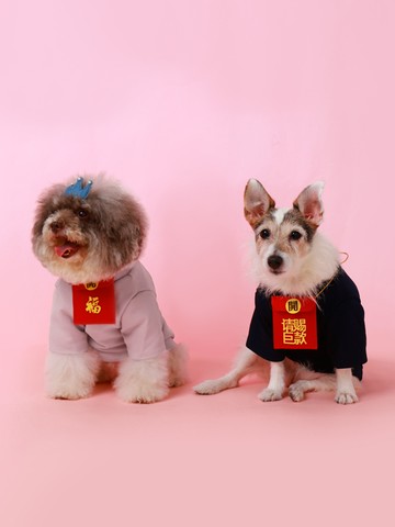 純色坑條紋小熊木釦寵物衣