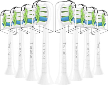 【日本代購】[最新型號] Trustnice 替換刷，適用於飛利浦 Sonicare 電動牙刷的兼容刷，鑽石清潔，兼容飛利浦 sonicare，牙刷替換，刷頭，去除牙菌斑，白色，8 件