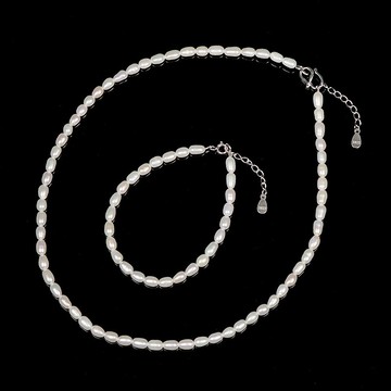 【正佳珠寶】天然淡水珍珠 4mm 珍珠套組 珍珠項鍊 珍珠手鍊