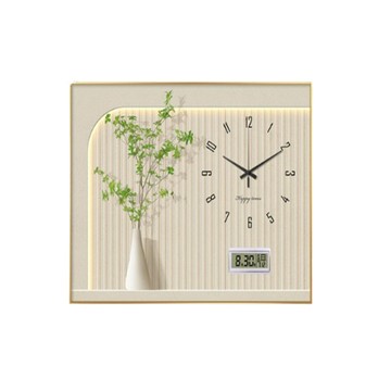 牆面裝飾藝品 【歐林居家Orin】帶鐘錶裝飾畫 表箱裝飾 裝飾蓋板（50*40 遮擋橫長40豎高30 青枝映時 金框左推拉式）