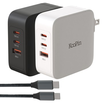 KooPin GaN氮化鎵100W 手機平板筆電極速充電器(附贈快充線)