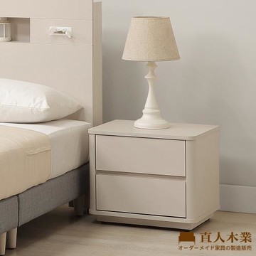 【直人木業】UL莫蘭迪奶油風床頭櫃49公分