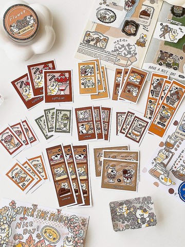 喵咪聖代拍立得方形貼紙包33張入