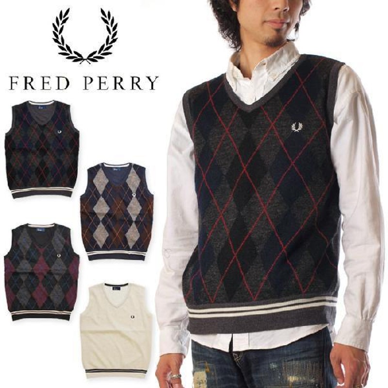 フレッドペリー FRED PERRY Vネックベスト F3059 メンズ | LINE