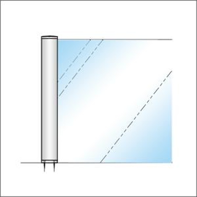 ガラススクリーンポール Sタイプ 三方 32mm x 平頭 丸座固定 ゴールド