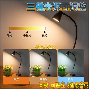【Fun心玩】M019 夾式彎管檯燈 USB 三段燈光 360度彎管 可充電 夜燈 桌燈 小夜燈 檯燈 床頭燈 燈
