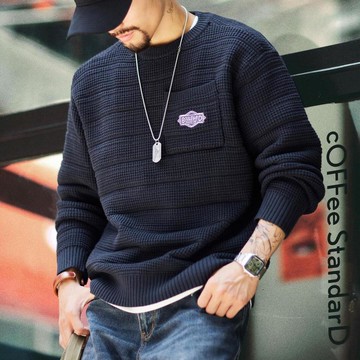 天絲休閒毛衣外套男2025秋冬新款寬鬆圓領針織衫鬆弛感毛線衣冬季