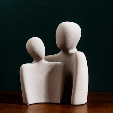 北歐現代簡約抽象人物雕塑擺件民宿客廳玄關雕像裝飾品結婚禮物