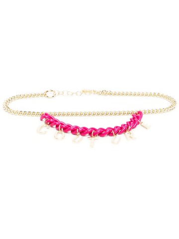 Versace Jeans Couture - logo-charm detail belt - women - Metal/Plastic - One Size - Pink