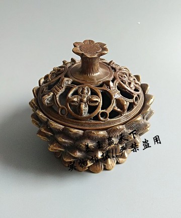 仿古青銅器黃銅檀香爐 銅塔香盤香香薰爐蓮花熏香爐 家居裝飾擺件