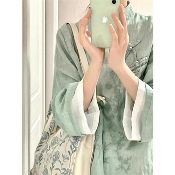 清倉撿漏~新中式改良漢服上衣女假兩件立領盤扣刺繡棉麻襯衫茶服