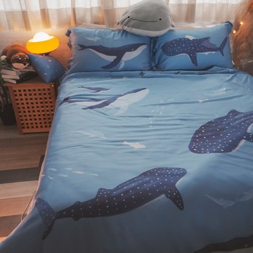 棉床本舖｜插畫聯名x海之樂園❱100s萊賽爾天絲™床包+被套 - K2特大床包+被套組/含枕套\t