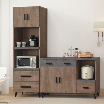 MUNA家居  橡木美耐皿仿石6尺L型餐櫃組(P624+P625)  183X40X189cm