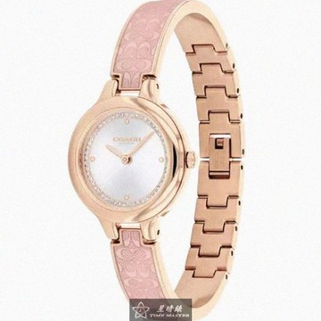 COACH手錶，編號CH00235，26mm玫瑰金圓形精鋼錶殼，銀白色簡約， 中二針顯示錶面，玫瑰金色精鋼錶帶款_廠商直送