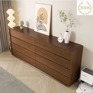 倉庫直出 現代簡約實木斗櫃一體式極簡客廳餐邊櫃大容量儲物櫃胡桃木色邊櫃 LPS-P-1113 快速出貨