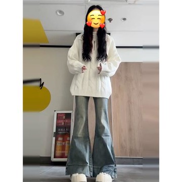 慵懶風高級感寬松套頭白色毛衣秋冬女小個子2026新款加厚外穿毛衫