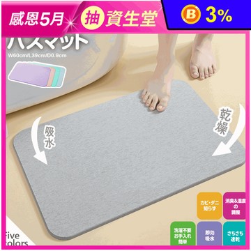 【日本PARTY PLAZA TOKYO】日系加厚加大珪藻土地墊 60x40cm