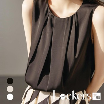 【Lockers 木櫃】夏季層次感皺褶圓領背心 L112051504