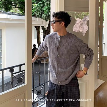 韓系時尚潮流休閒百搭上衣男秋冬季新款寬鬆慵懶風毛衣男