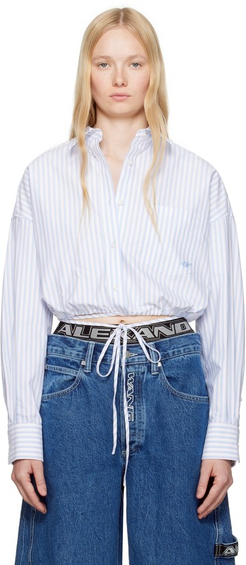 alexanderwang. t 蓝色 & 白色 Cotton Oxford Wrap 衬衫